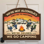 Welcome To Our Camper The Friendship Is Free - Camping Personalized Custom Shaped Home Decor Wood Sign - House Warming Gift For Best Friends, BFF, Sisters, Camping Lovers