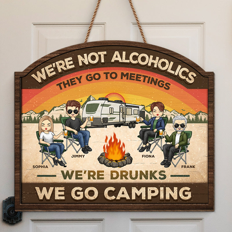 Welcome To Our Camper The Friendship Is Free - Camping Personalized Custom Shaped Home Decor Wood Sign - House Warming Gift For Best Friends, BFF, Sisters, Camping Lovers