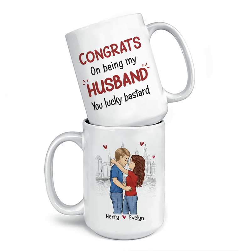 Congrats On Being My Bestfriend - Couple Personalized Custom Mug - Gift For Husband Wife, Anniversary