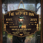 The Witch's Inn - Personalized Custom Shaped Home Decor Witch Wood Sign - Halloween Gift For Witches, Yourself