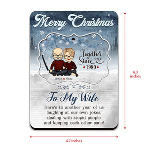 Another Year Of Us Laughing At Our Own Jokes - Couple Personalized Custom Wooden Card With Pop Out Ornament - Christmas Gift For Husband Wife, Anniversary