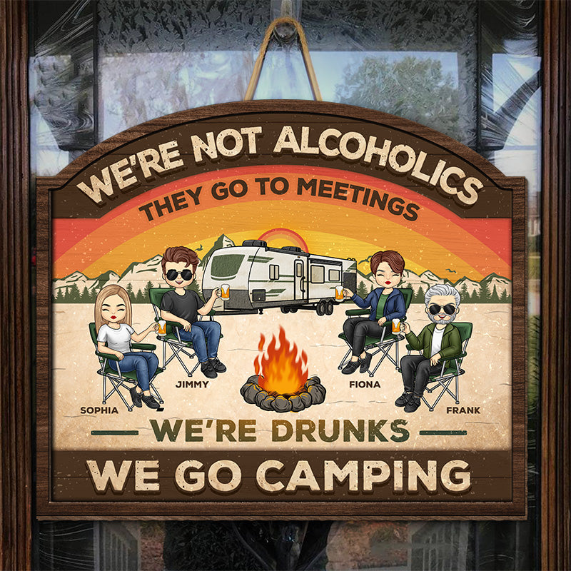 Welcome To Our Camper The Friendship Is Free - Camping Personalized Custom Shaped Home Decor Wood Sign - House Warming Gift For Best Friends, BFF, Sisters, Camping Lovers