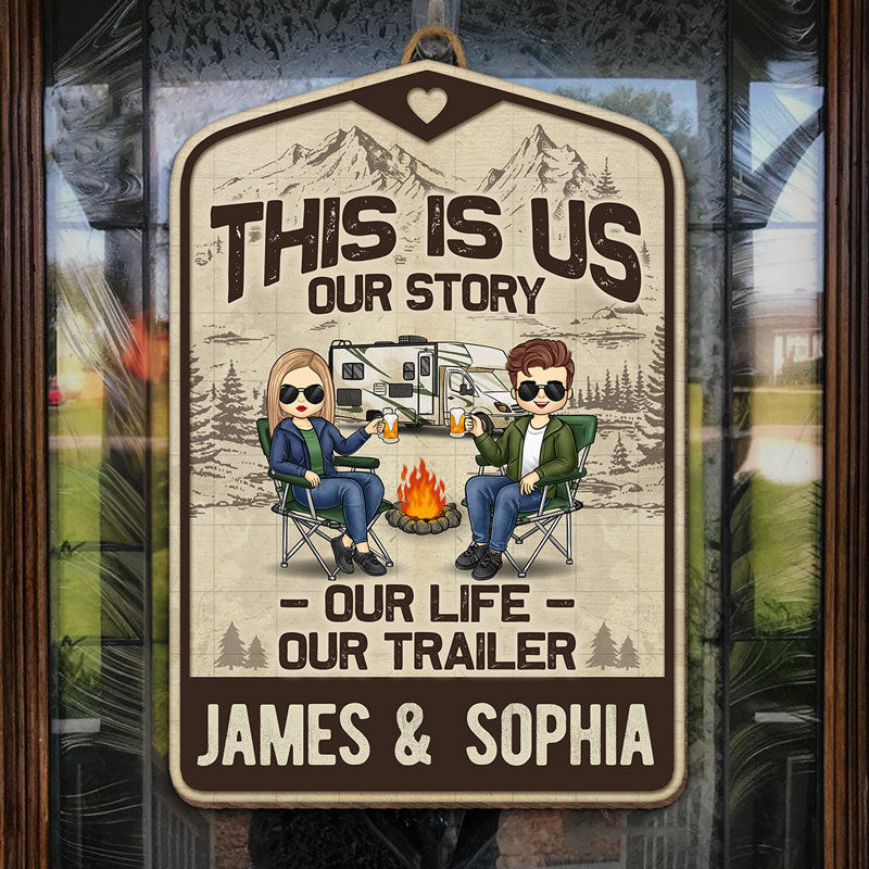 Here For A Good Time - Camping Personalized Custom Shaped Home Decor Wood Sign - House Warming Gift For Couples, Husband Wife, Camping Lovers