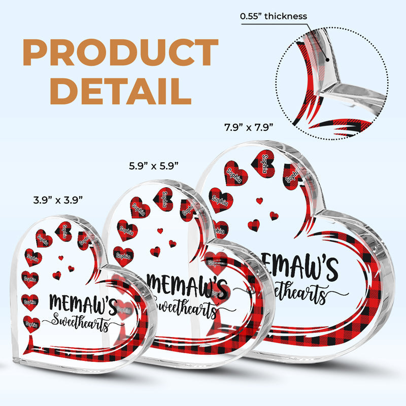 Grandma's Sweethearts - Family Personalized Custom Heart Shaped Acrylic Plaque - Birthday Gift For Grandma