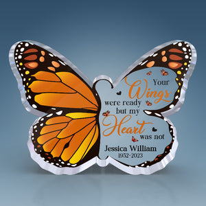 Butterflies Appear When Angels Are Near - Memorial Personalized Custom Butterfly Shaped Acrylic Plaque - Sympathy Gift For Family Members