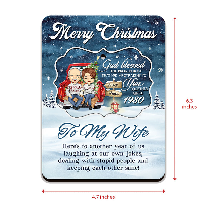 Merry Christmas, Here's To Another Year Of Us - Couple Personalized Custom Wooden Card With Pop Out Ornament - Christmas Gift For Husband Wife, Anniversary