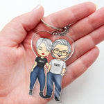 I'm Grateful To Have You In My Life - Couple Personalized Custom Heart Shaped Acrylic Keychain - Gift For Husband Wife, Anniversary