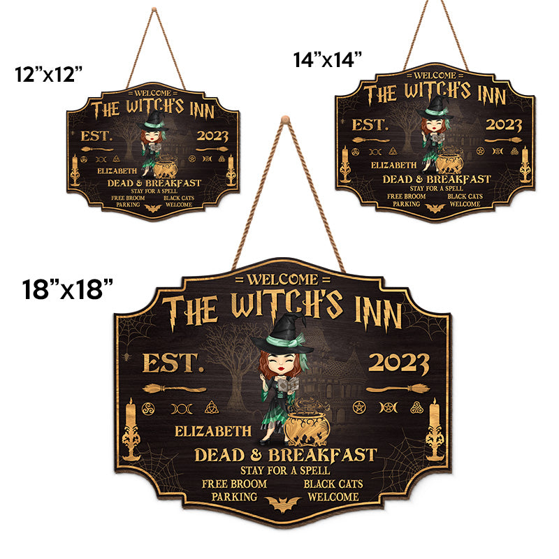 The Witch's Inn - Personalized Custom Shaped Home Decor Witch Wood Sign - Halloween Gift For Witches, Yourself