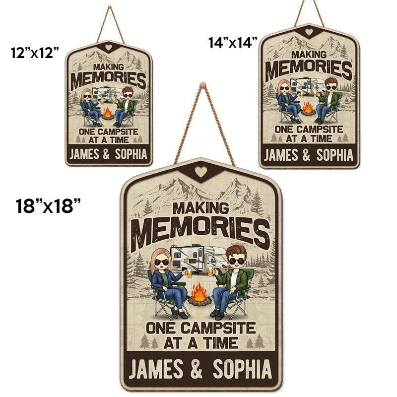 Here For A Good Time - Camping Personalized Custom Shaped Home Decor Wood Sign - House Warming Gift For Couples, Husband Wife, Camping Lovers