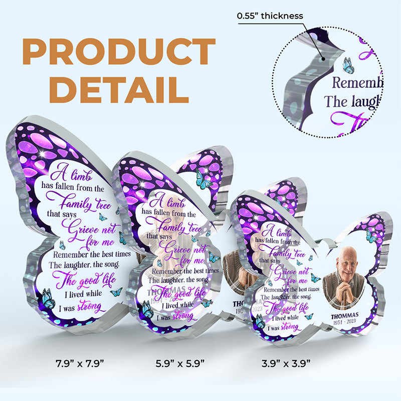 Custom Photo Remember The Best Times - Memorial Personalized Custom Butterfly Shaped Acrylic Plaque - Sympathy Gift, Gift For Family Members