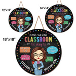 Everyone Is Welcome Here - Teacher Personalized Custom Round Shaped Home Decor Wood Sign - House Warming Gift For Teacher, Back To School