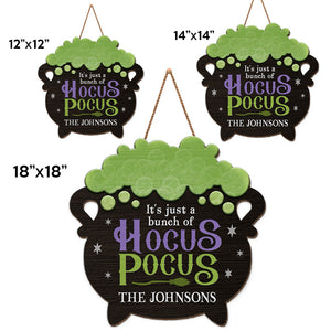 It's Just A Bunch Of Hocus Pocus - Family Personalized Custom Shaped Home Decor Wood Sign - Halloween Gift For Family Members