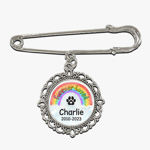 Custom Photo I'll Meet You At The Rainbow Bridge - Memorial Personalized Custom Round Shaped Lapel Pin, Brooch - Sympathy Gift For Pet Owners, Pet Lovers