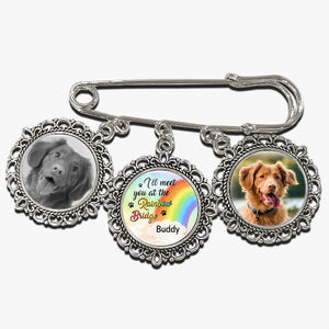 Custom Photo Forever Loved - Memorial Personalized Custom Round Shaped Lapel Pin, Brooch - Sympathy Gift For Pet Owners, Pet Lovers
