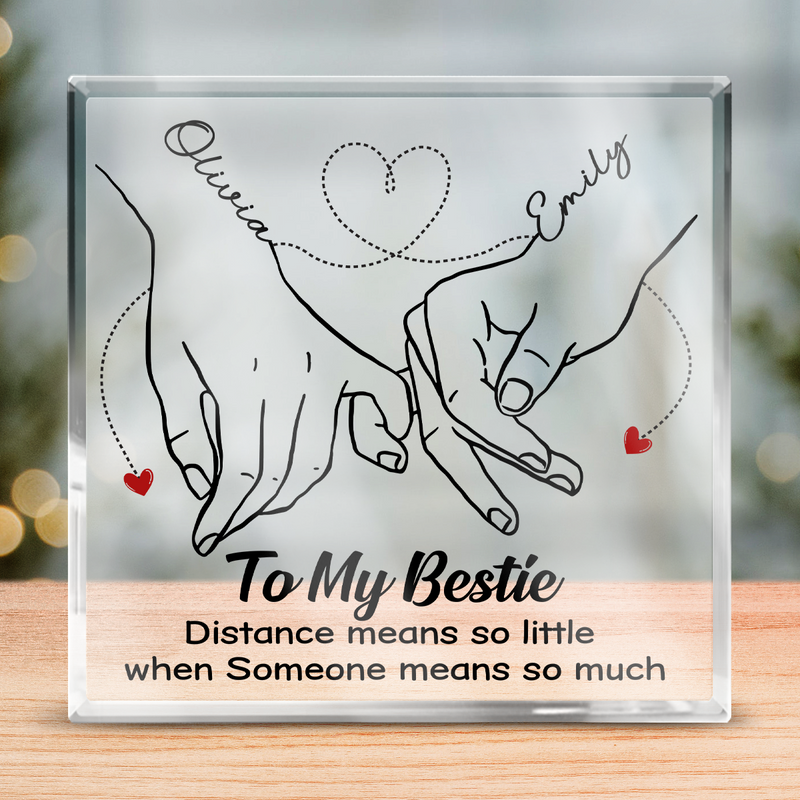 True Friendship Knows No Distance - Bestie Personalized Custom Square Shaped Acrylic Plaque - Gift For Best Friends, BFF, Sisters