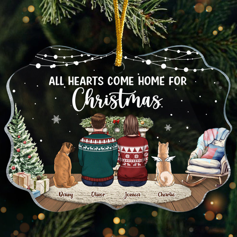 All Hearts Come Home For Christmas - Memorial Personalized Custom Ornament - Acrylic Benelux Shaped - Christmas Gift, Sympathy Gift For Pet Owners, Pet Lovers