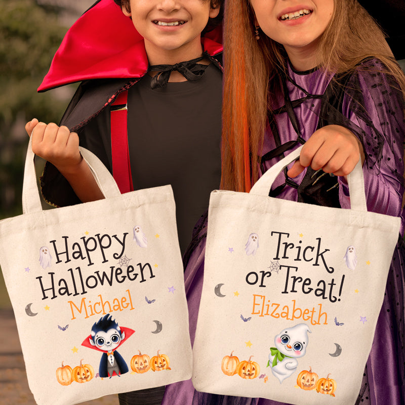 Happy Halloween - Family Personalized Custom Tote Bag - Halloween Gift For Kid