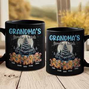 Grandma's Favorite Batch - Family Personalized Custom Black Mug - Christmas Gift For Grandma