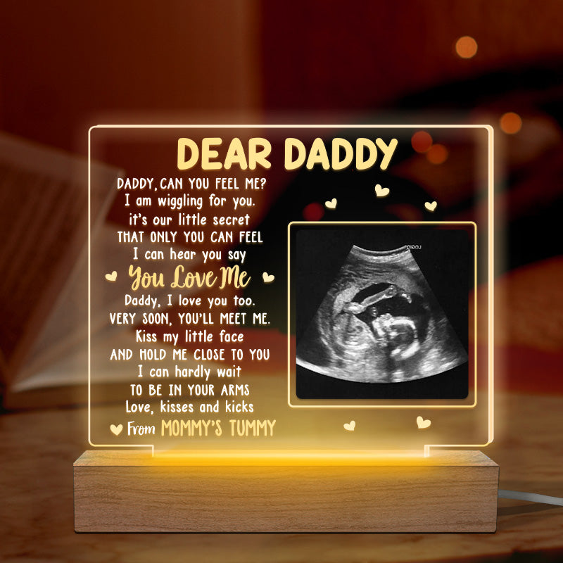 Custom Photo Very Soon, You'll Meet Me - Family Personalized Custom Rectangle Shaped 3D LED Light - Baby Shower Gift, Gift For First Dad