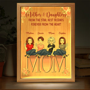 Mother & Daughter Best Friends Forever From The Heart - Family Personalized Custom Frame Light Box - Birthday Gift For Mom