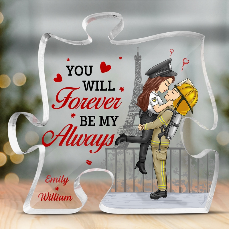 I Love You Forever & Always - Couple Personalized Custom Puzzle Shaped Acrylic Plaque - Gift For Husband Wife, Anniversary
