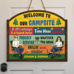 Custom Name Campsite Camping Gifts for Couples - Personalized Wood Sign