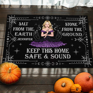 Keep This Home Safe & Sound - Personalized Custom Home Decor Witch Decorative Mat - Halloween Gift For Witches, Yourself