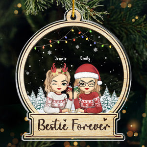 Merry Friendsmas - Bestie Personalized Custom Ornament - Acrylic Custom Shaped - Christmas Gift For Best Friends, BFF, Sisters