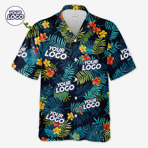 Custom Photo Tropical Vibes Only - Company Logo Personalized Custom Unisex Tropical Hawaiian Aloha Shirt - Summer Vacation Gift, Gift For Coworker, Team Members