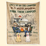 Let's Watch People Park Their Campers - Camping Personalized Custom Blanket - Gift For Camping Lovers, Pet Owners, Pet Lovers