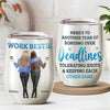 Another Year Of Bonding Over Deadlines - Coworker Personalized Custom Wine Tumbler - Gift For Coworkers, Work Friends, Colleagues