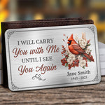 Custom Name Memorial Cardinal Gifts - Personalized Aluminum Wallet Card