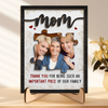 Photo personnalisée : Un élément important de notre famille - Plaque en bois personnalisée à 2 couches avec support - Cadeau de pendaison de crémaillère pour maman et grand-mère