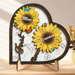 First Mother Now Grandma - Family Personalized Custom 2-Layered Wooden Plaque With Stand - Mother's Day, House Warming Gift For Mom, Grandma