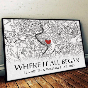 Where It All Began - Couple Personalized Custom Horizontal Poster - Gift For Husband Wife, Anniversary