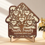 Our Family Together Since - Family Personalized Custom 2-Layered Wooden Plaque With Stand - Gift For Family Members
