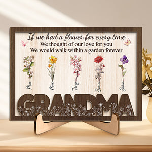Je marcherais éternellement dans un jardin - Plaque en bois personnalisée à 2 couches avec support - Cadeau de pendaison de crémaillère pour maman et grand-mère