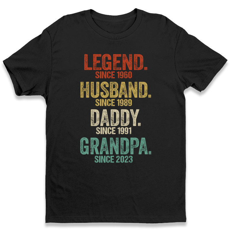 T-shirt unisexe personnalisé « Mari, papa, grand-père » - Cadeau d'anniversaire pour papa, grand-père, fête des pères