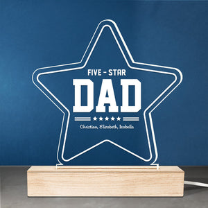 Our Five-Star Papa - Family Personalized Custom 3D LED Light - Father's Day, Birthday Gift For Dad