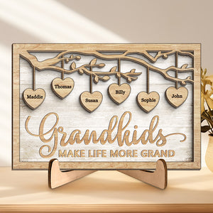 Mom Is My Definition Of Perfection - Family Personalized Custom 2-Layered Wooden Plaque With Stand - House Warming Gift For Mom, Grandma