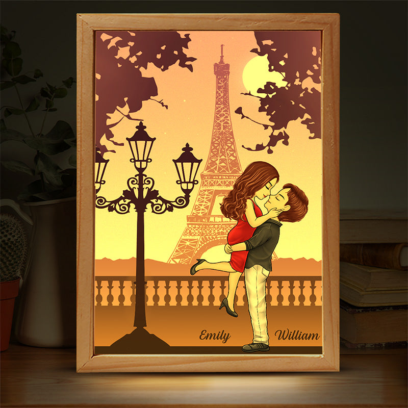 Personalized Paris Couple with Eiffel Tower Christmas Ornament