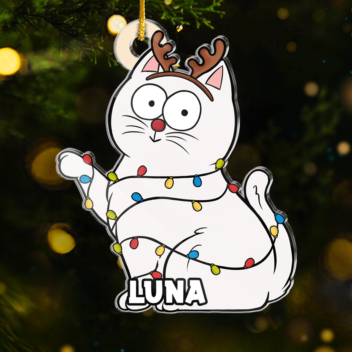 Santa's Little Troublemaker - Cat Personalized Custom Ornament