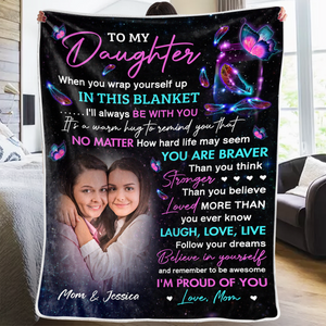 Custom Photo I'm Proud Of You - Family Personalized Custom Blanket - Birthday Gift From Mom