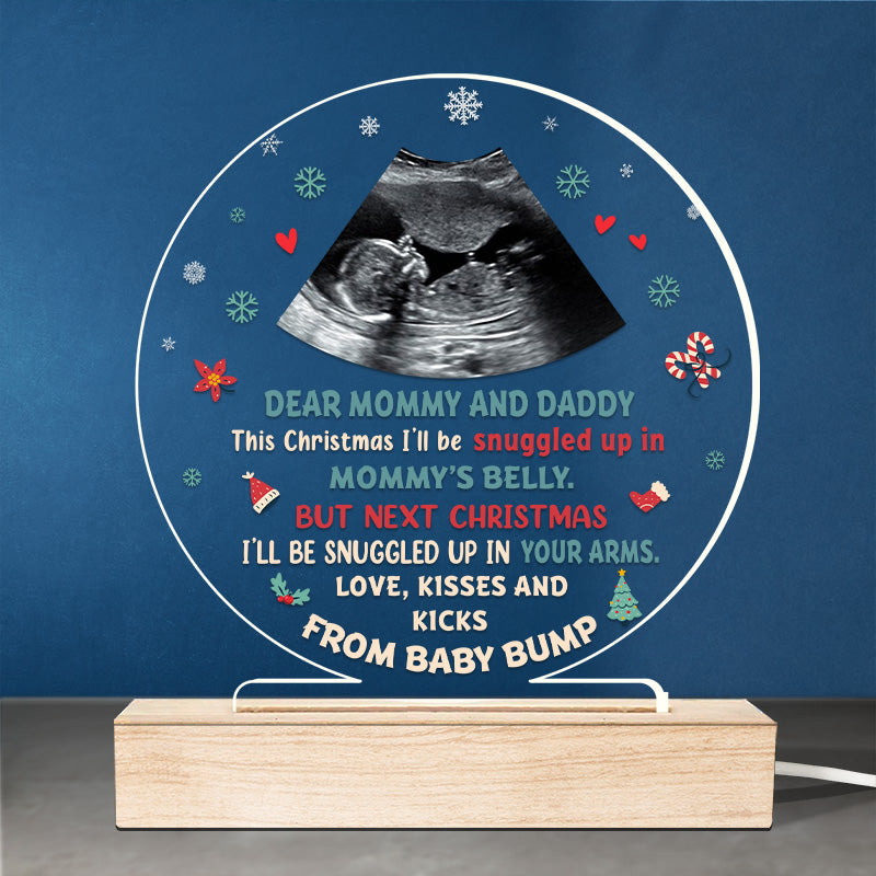 Custom Photo Love And Kisses - Family Personalized Custom Round Shaped 3D LED Light - Christmas Gift For First Parents
