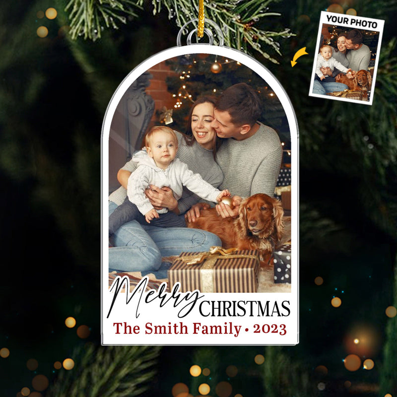 Custom Photo All Hearts Come Home For Christmas - Family Personalized Custom Ornament - Acrylic Custom Shaped - Christmas Gift For Family Members