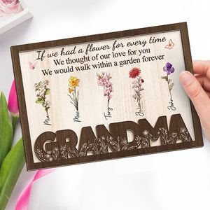 Je marcherais éternellement dans un jardin - Plaque en bois personnalisée à 2 couches avec support - Cadeau de pendaison de crémaillère pour maman et grand-mère
