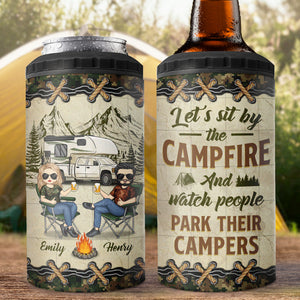 Let's Sit By The Campsite - Camping Personalized Custom 4 In 1 Can Cooler Tumbler - Gift For Husband Wife, Camping Lovers