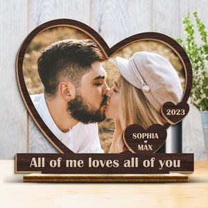 Custom Photo From Our First Kiss Till Our Last Breath - Couple Personalized Custom Shaped 2-Layered Wooden Plaque With Flat Stand - House Warming Gift For Husband Wife, Anniversary