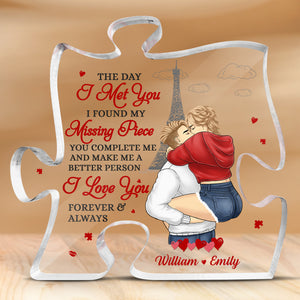 Personalized Desktop - Puzzle Acrylic Plaque - Gifts For Couple - The day I  met you (36391) Wedding Gifts 