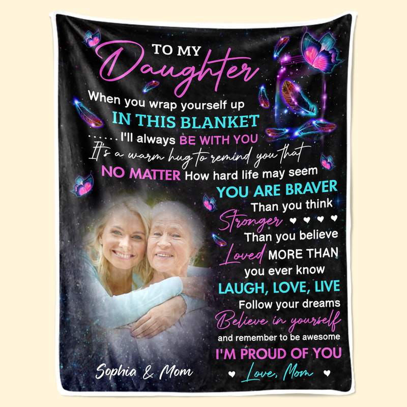 Custom Photo I'm Proud Of You - Family Personalized Custom Blanket - Birthday Gift From Mom